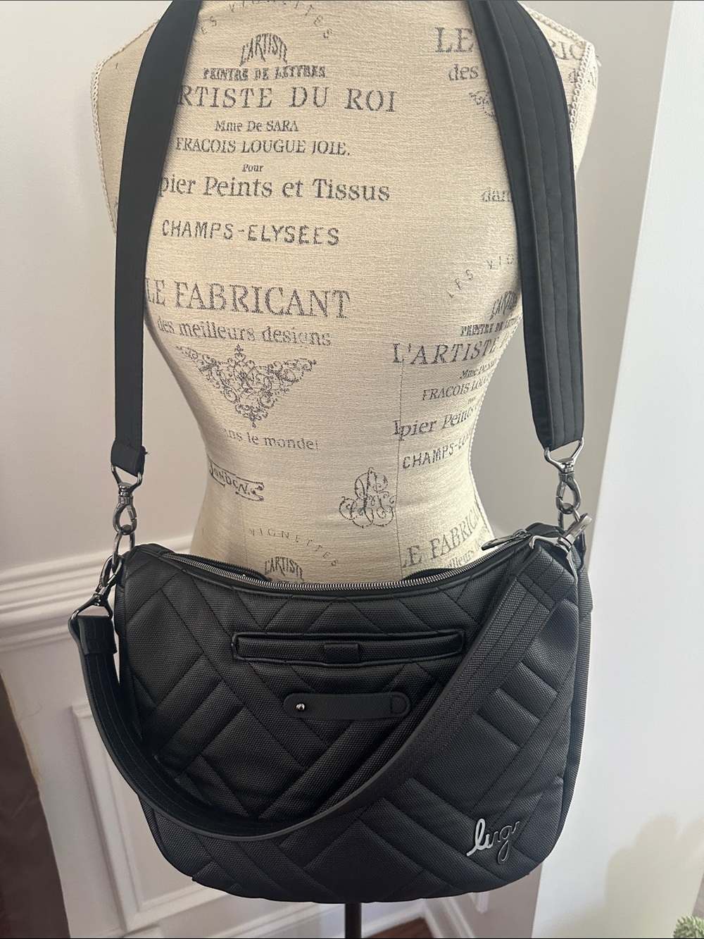 lug Black Quilted Crossbody Shoulder Bag